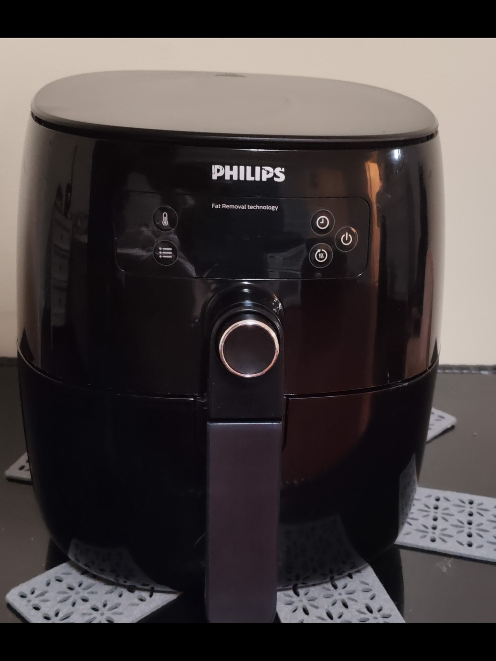 Philips Black and Silver Appliance Panel with Text Detail